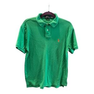 Polo Ralph Lauren Green Custom Slim Fit‎ Solid Polo Shirt Size Medium